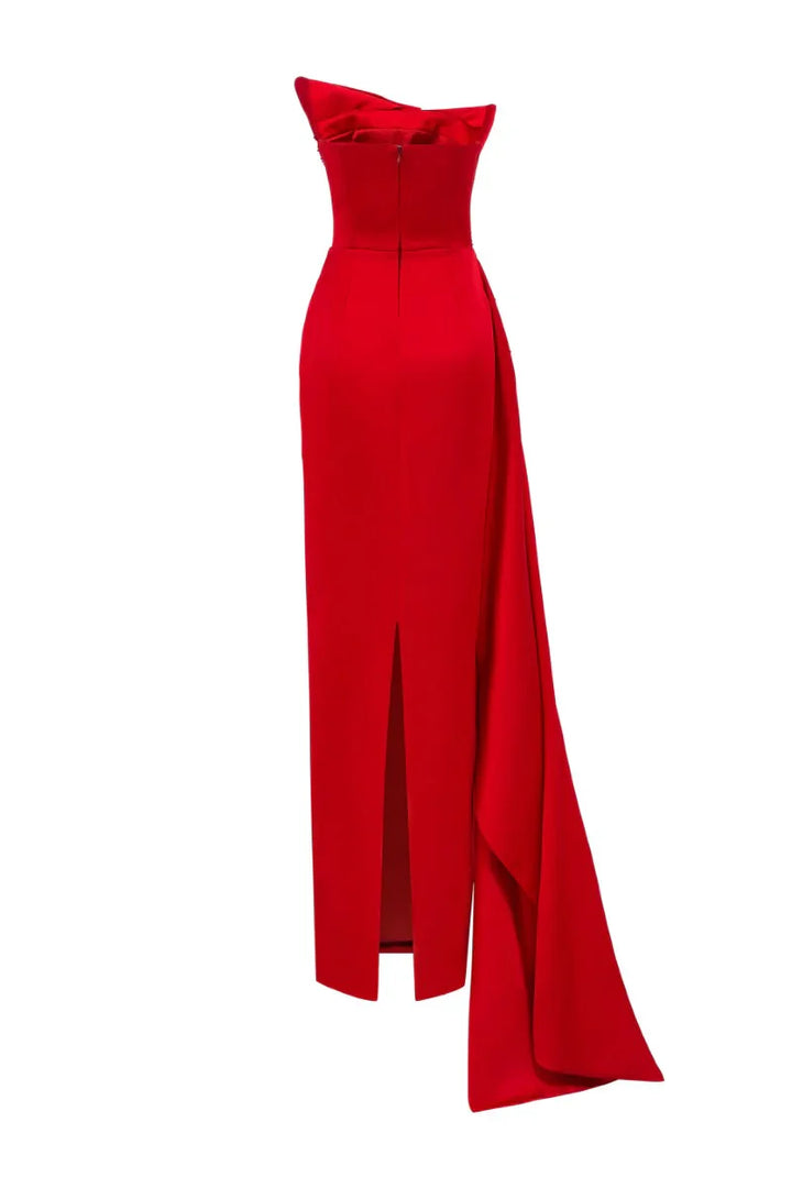 asymmetric draped satin gown – SCARLETE