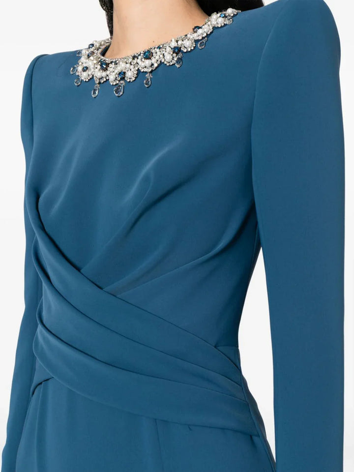 crystal neckline gown with draped bodice – ODD- Jiase