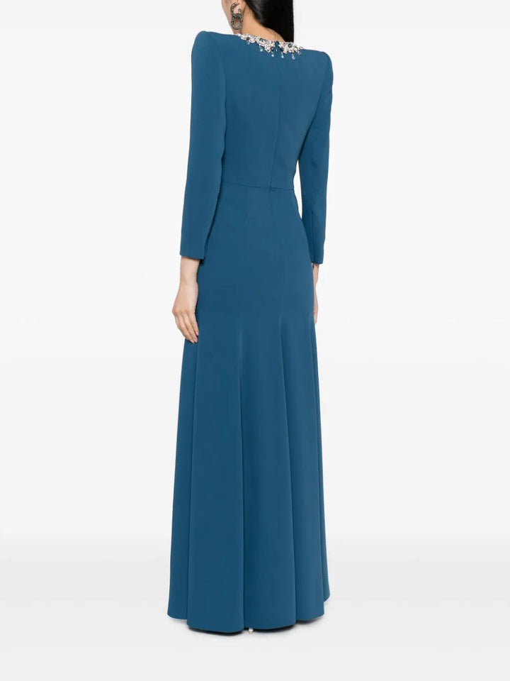 crystal neckline gown with draped bodice – ODD- Jiase