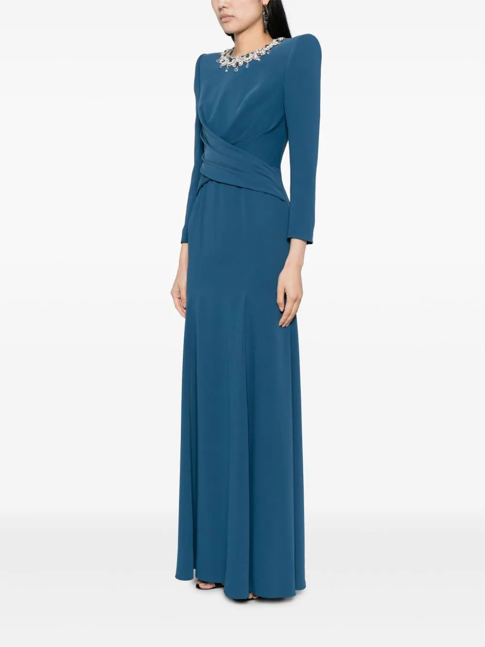 crystal neckline gown with draped bodice – ODD- Jiase