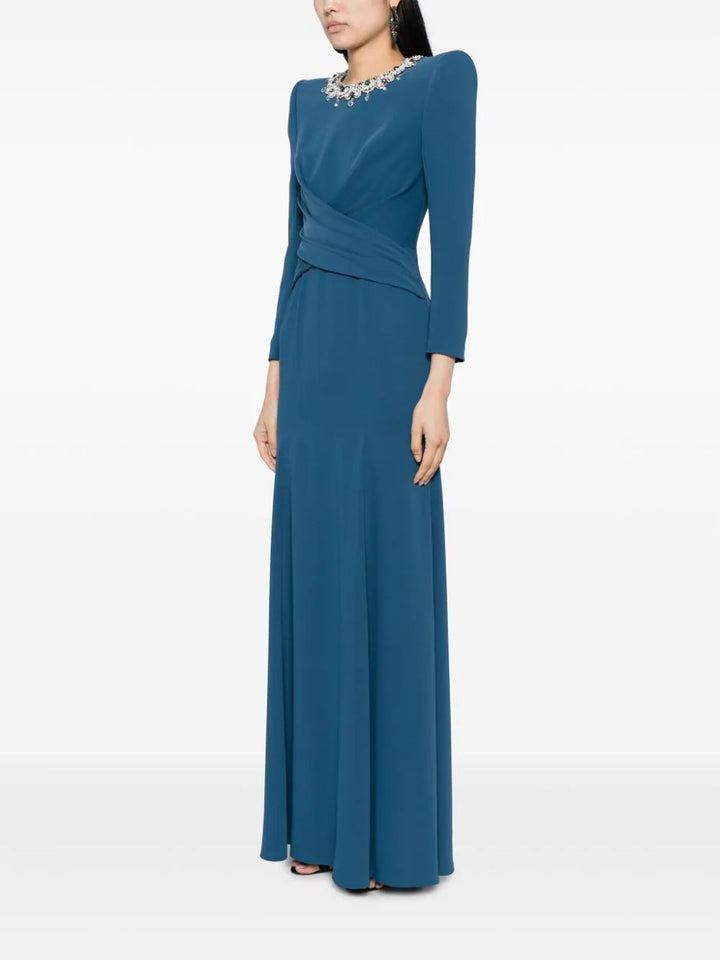 crystal neckline gown with draped bodice – ODD- Jiase