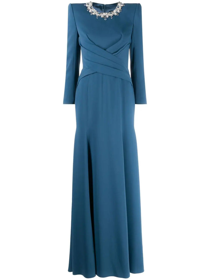 crystal neckline gown with draped bodice – ODD- Jiase