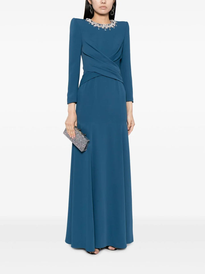 crystal neckline gown with draped bodice – ODD- Jiase