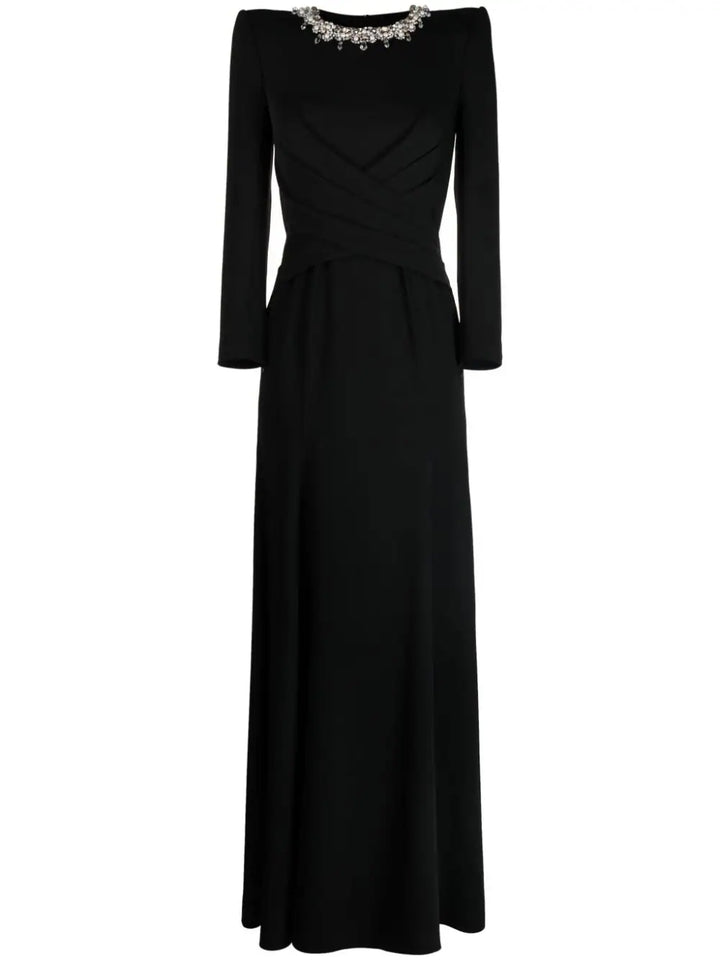 crystal neckline gown with draped bodice – ODD- Jiase