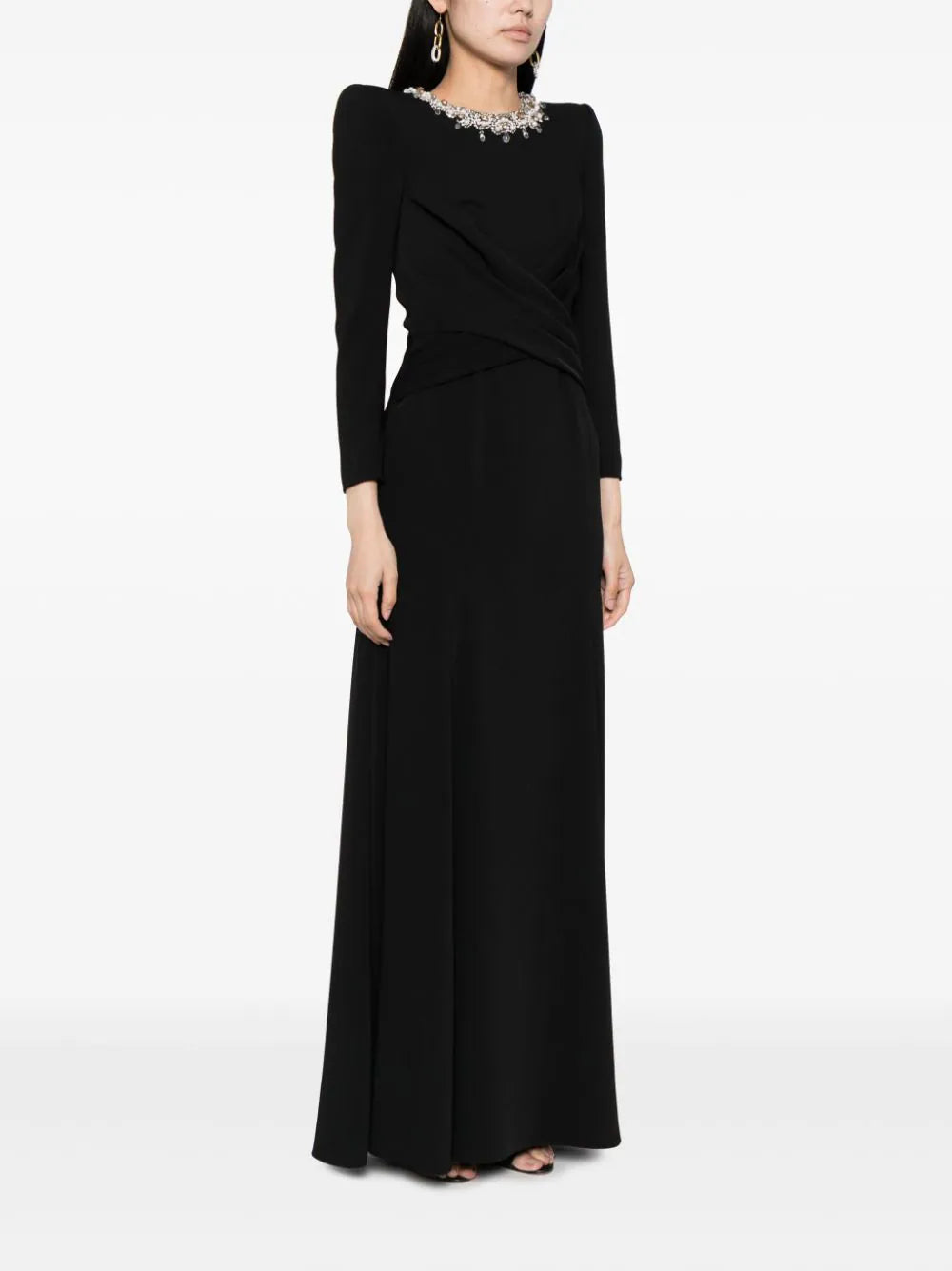 crystal neckline gown with draped bodice – ODD- Jiase