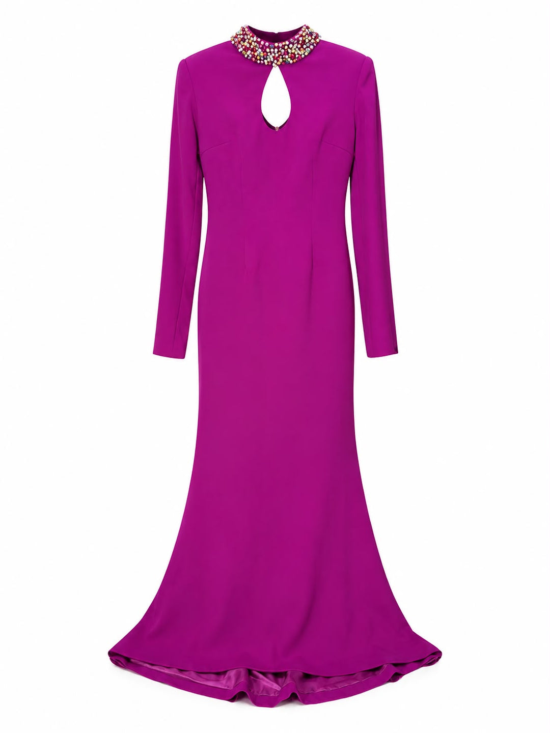 long-sleeve mermaid gown with beaded collar – VIOLETTA