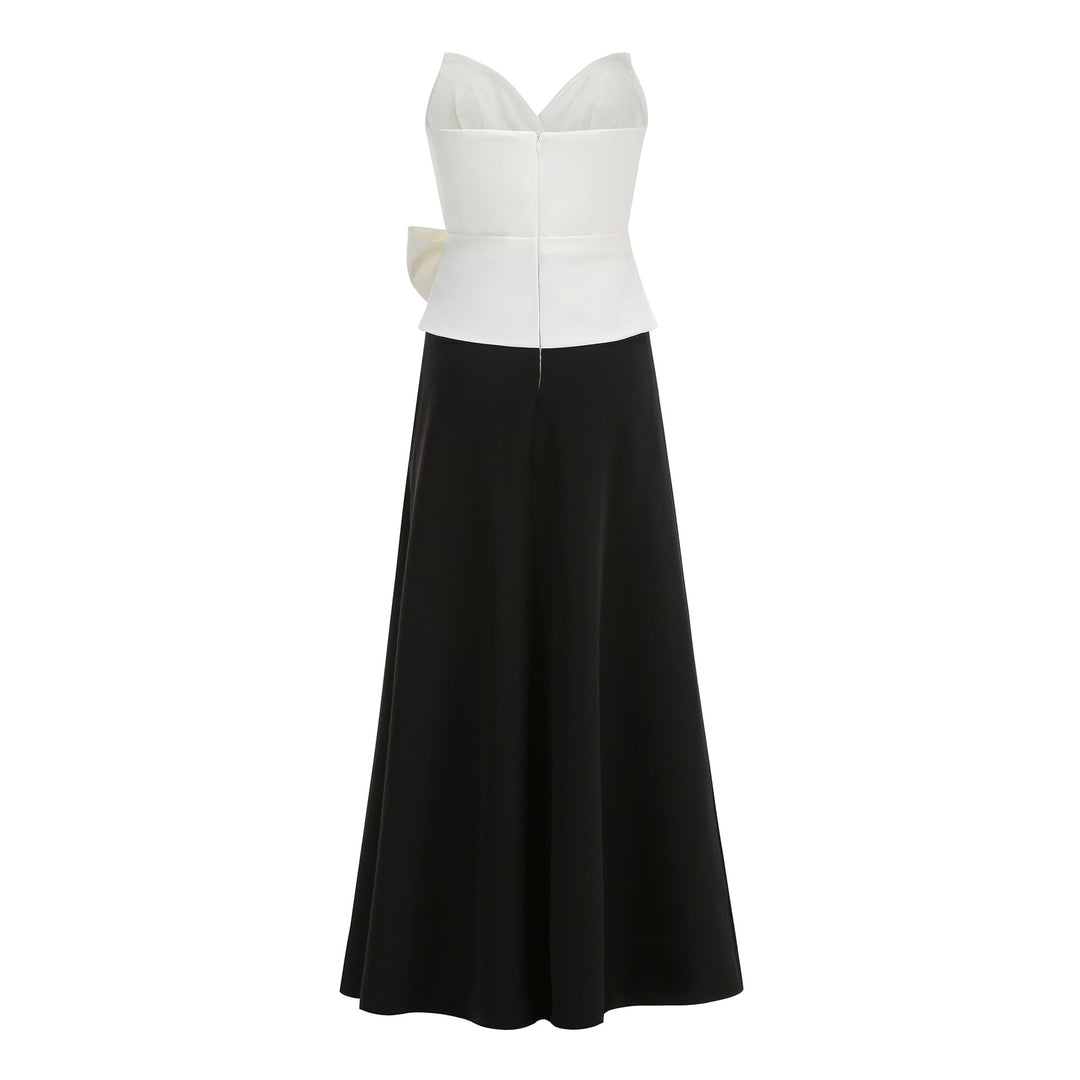 Monochrome Bow Evening Gown - Elegance