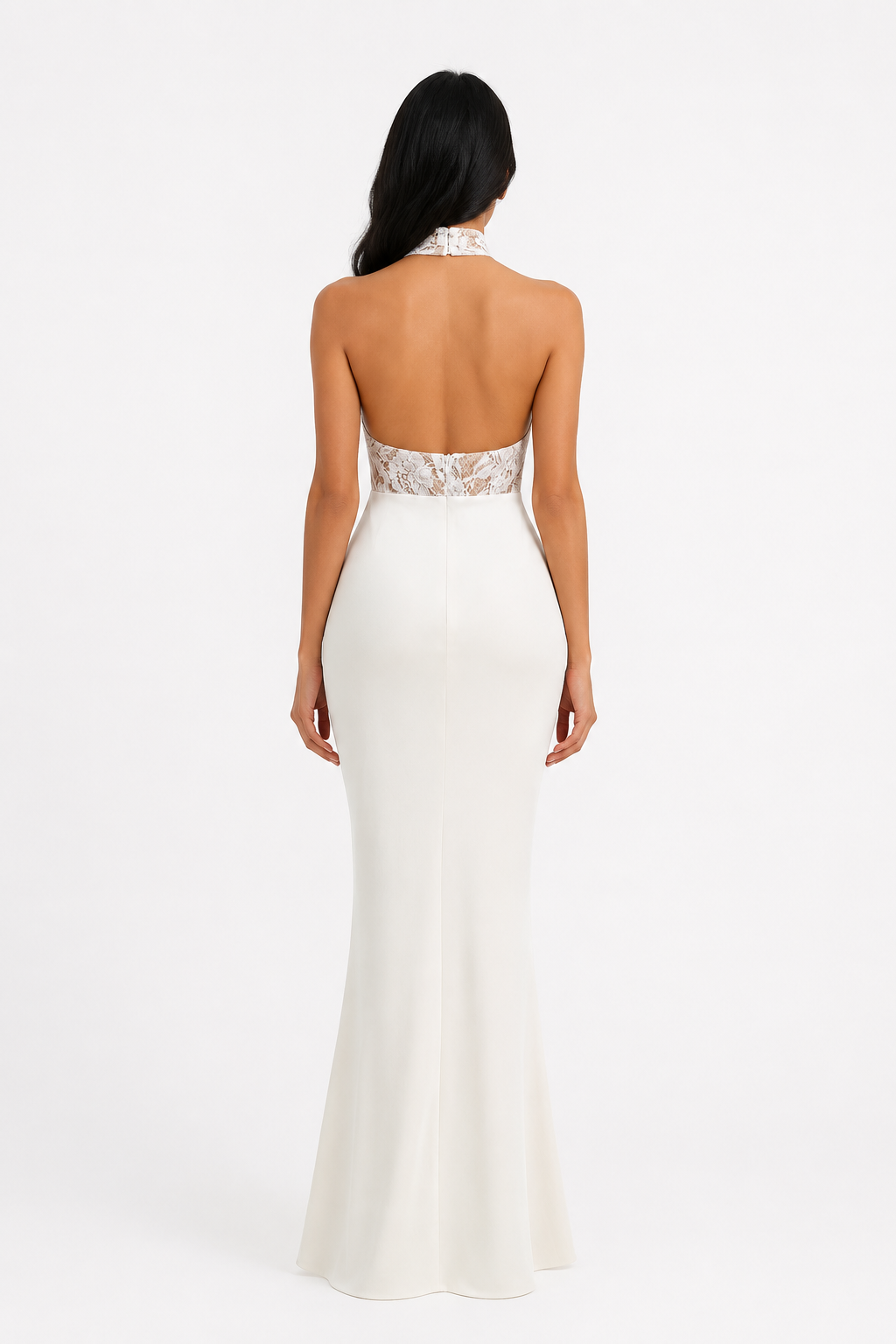 Lace Halter Mermaid Maxi Dress - Elegance