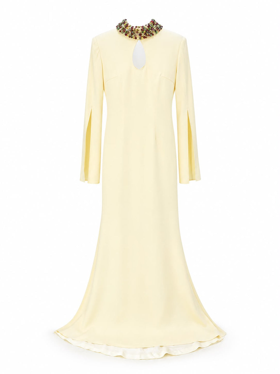 long-sleeve mermaid gown with beaded collar – VIOLETTA