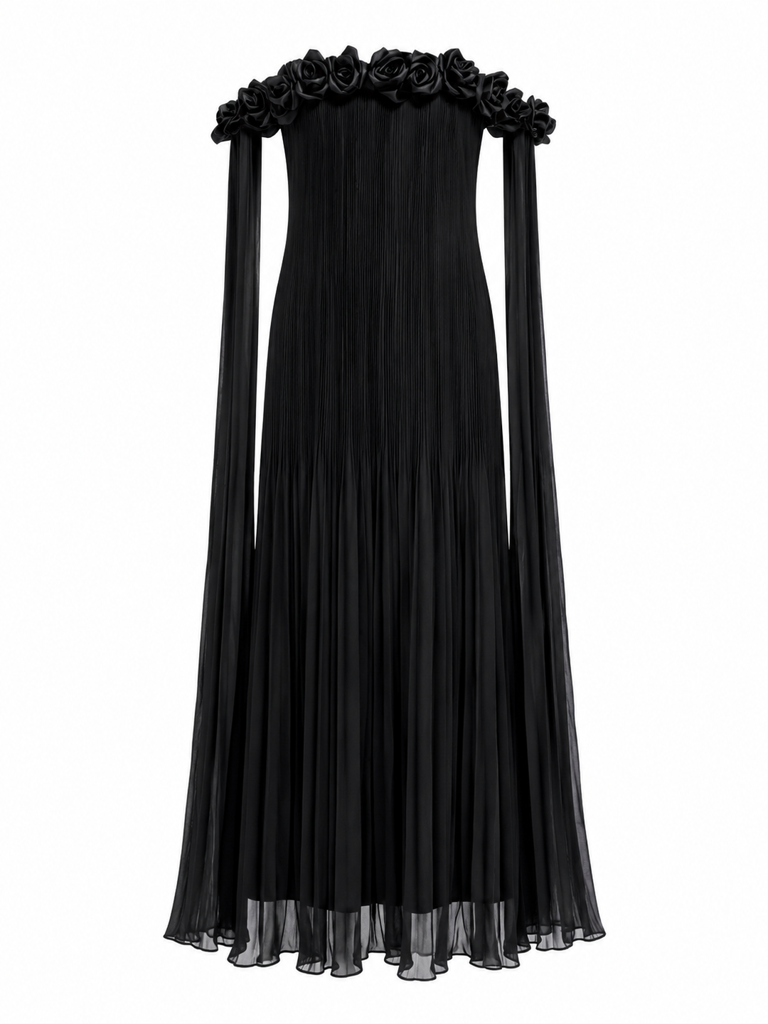 Floral Off-Shoulder Pleated Maxi Dress - Ivory