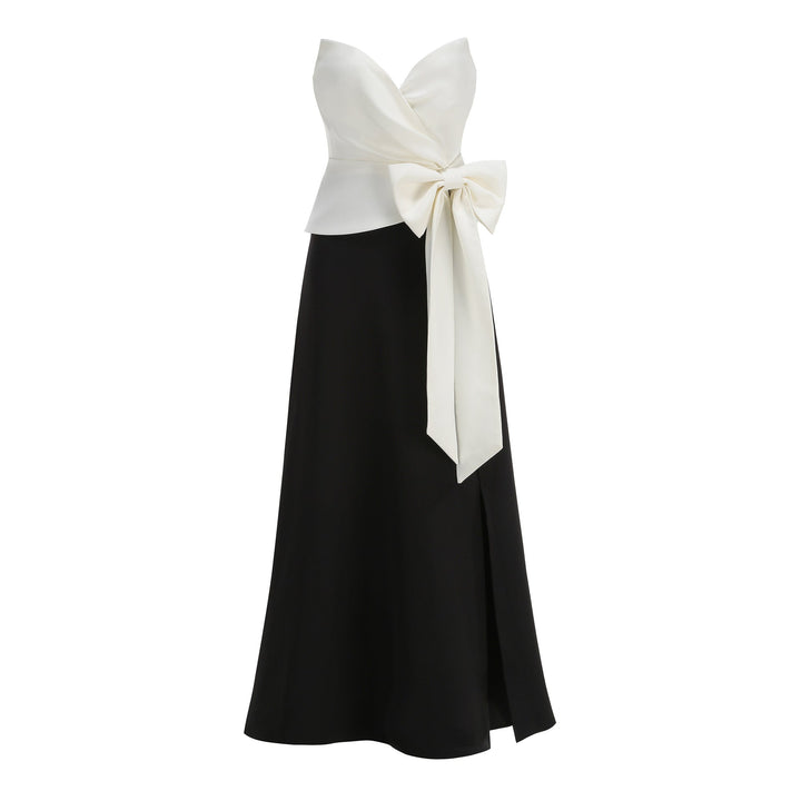Monochrome Bow Evening Gown - Elegance