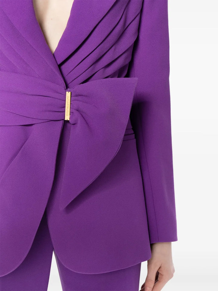 Draped belted blazer pants set with flared legs – Vronik