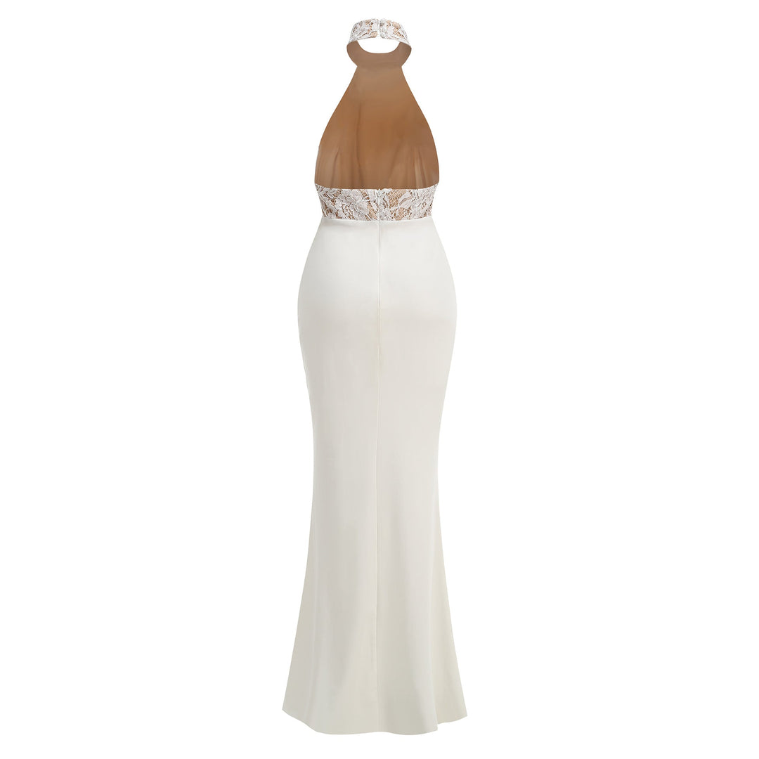 Lace Halter Mermaid Maxi Dress - Elegance
