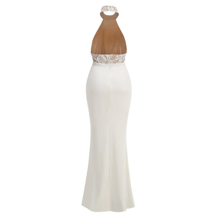 Lace Halter Mermaid Maxi Dress - Elegance