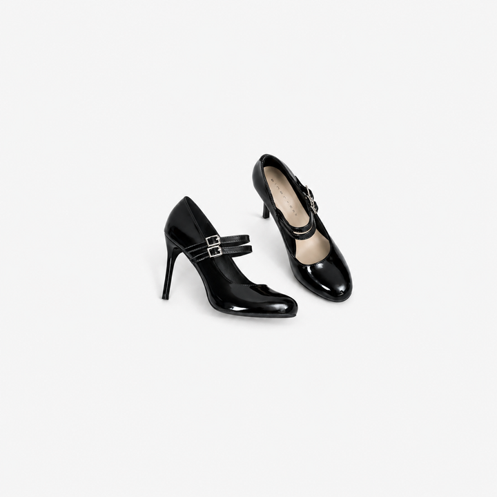 patent leather stiletto pump with double strap – RUBINA
