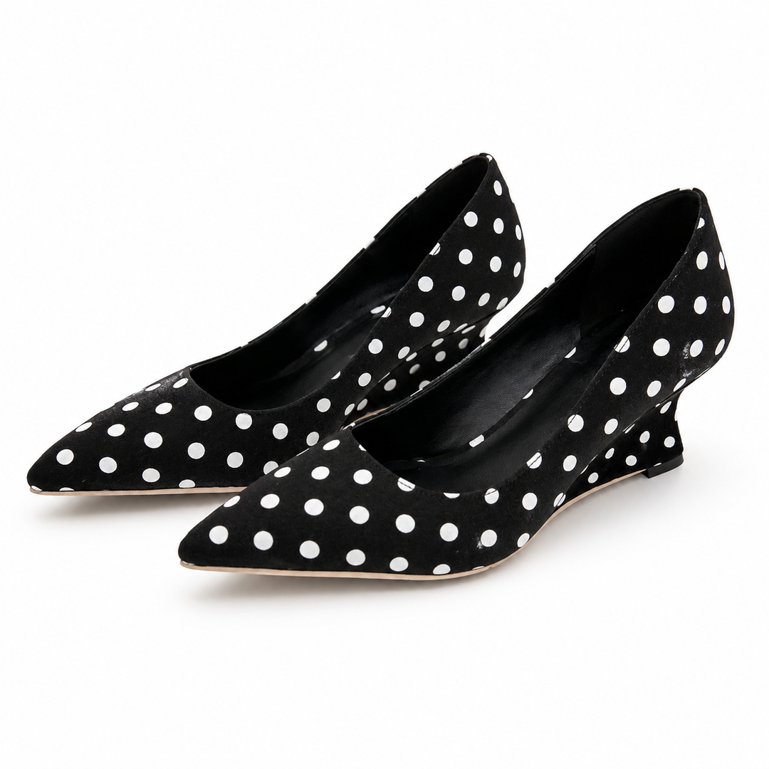Polka Dot Pointed Heel Shoes - Vintage