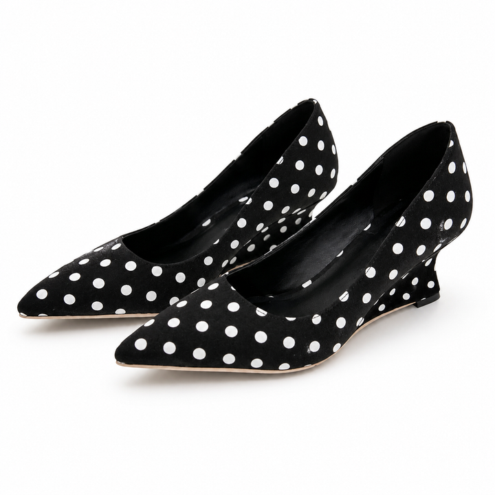 Polka Dot Pointed Heel Shoes - Vintage
