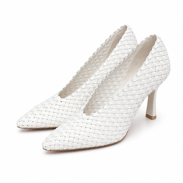 Gold Woven Pointed Toe Heels – Luxe