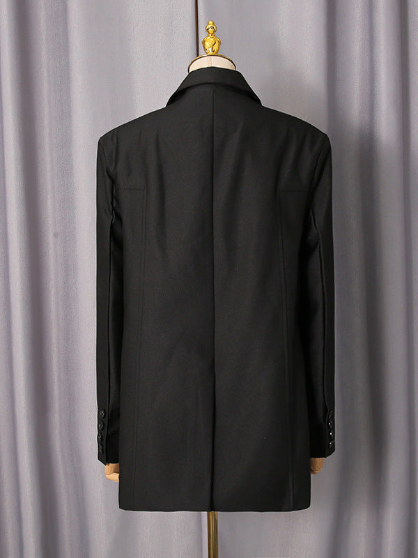oversized blazer with feather trim detailing – NOIRÉ