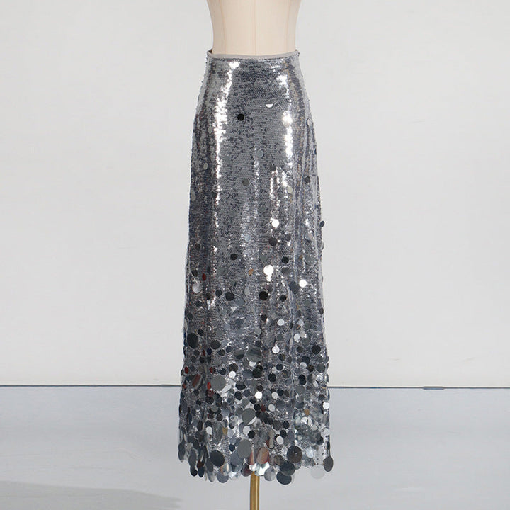 high-waisted sequin maxi skirt with gradient embellishment – AURÉLIA