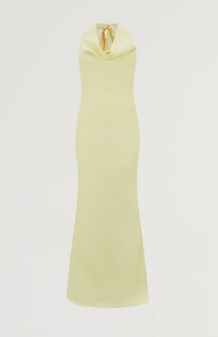 halter neck column maxi dress with draped neckline – OLIVIA