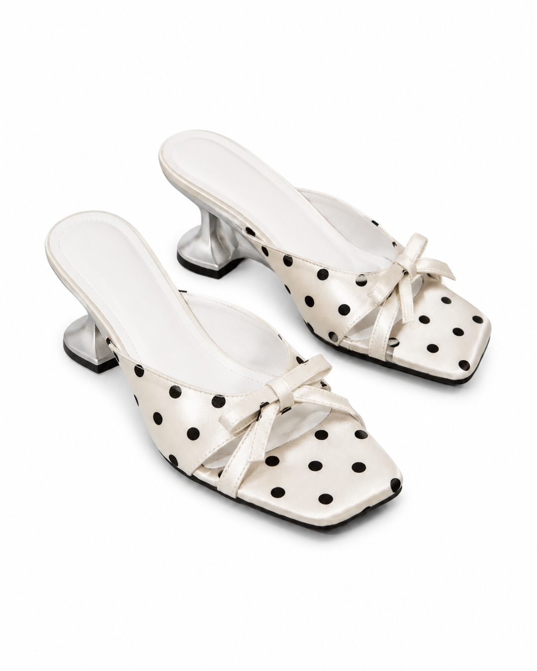Polka Dot Bow Slide Sandals - Women