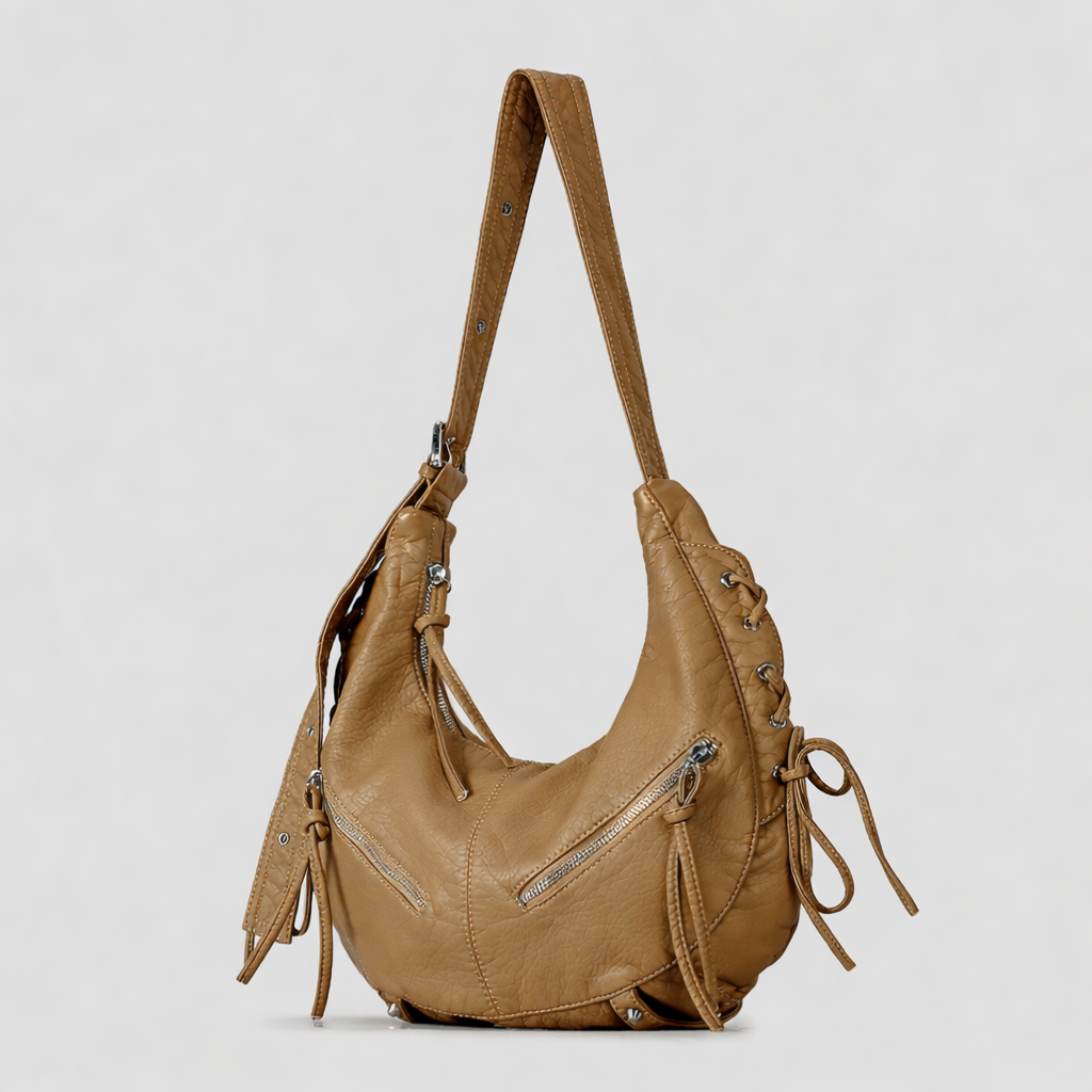 slouchy shoulder bag with lace-up detail – DRIFT