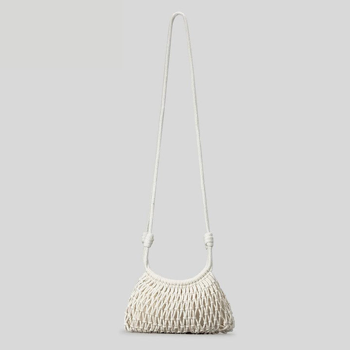 woven mini shoulder bag with rope strap – NATURAL