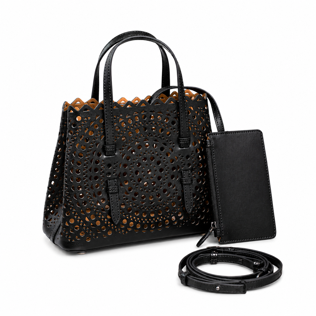 Laser Cut Tote Handbag with Pouch – AZURÉA