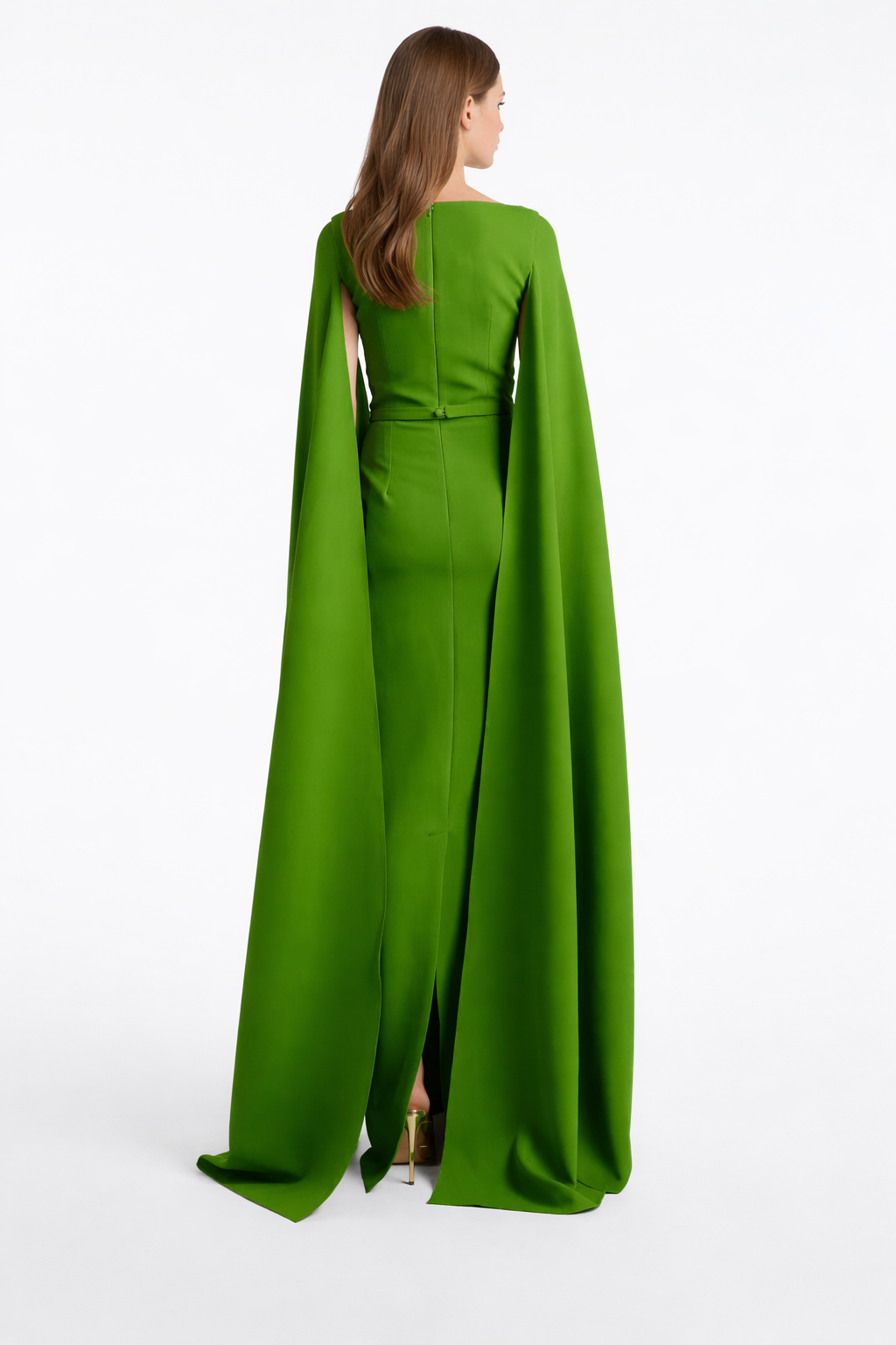 cape sleeve column gown with crystal neckline – LAVENDER
