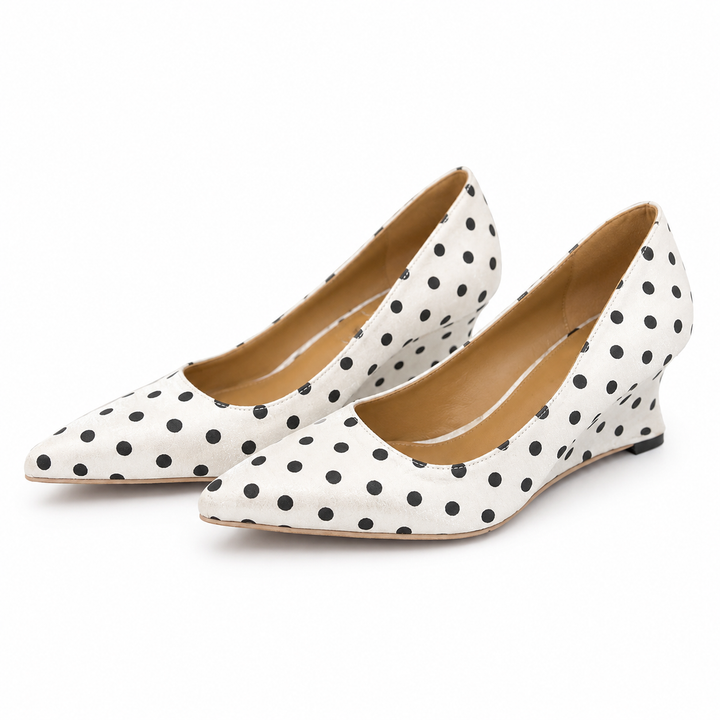 Polka Dot Pointed Heel Shoes - Vintage