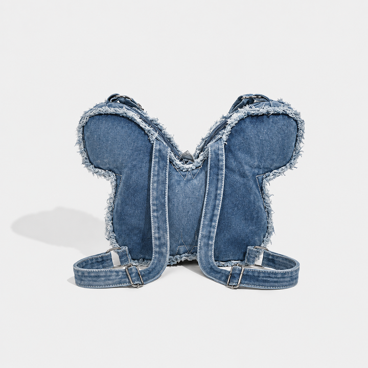 Distressed Denim Butterfly Bag - Y2K