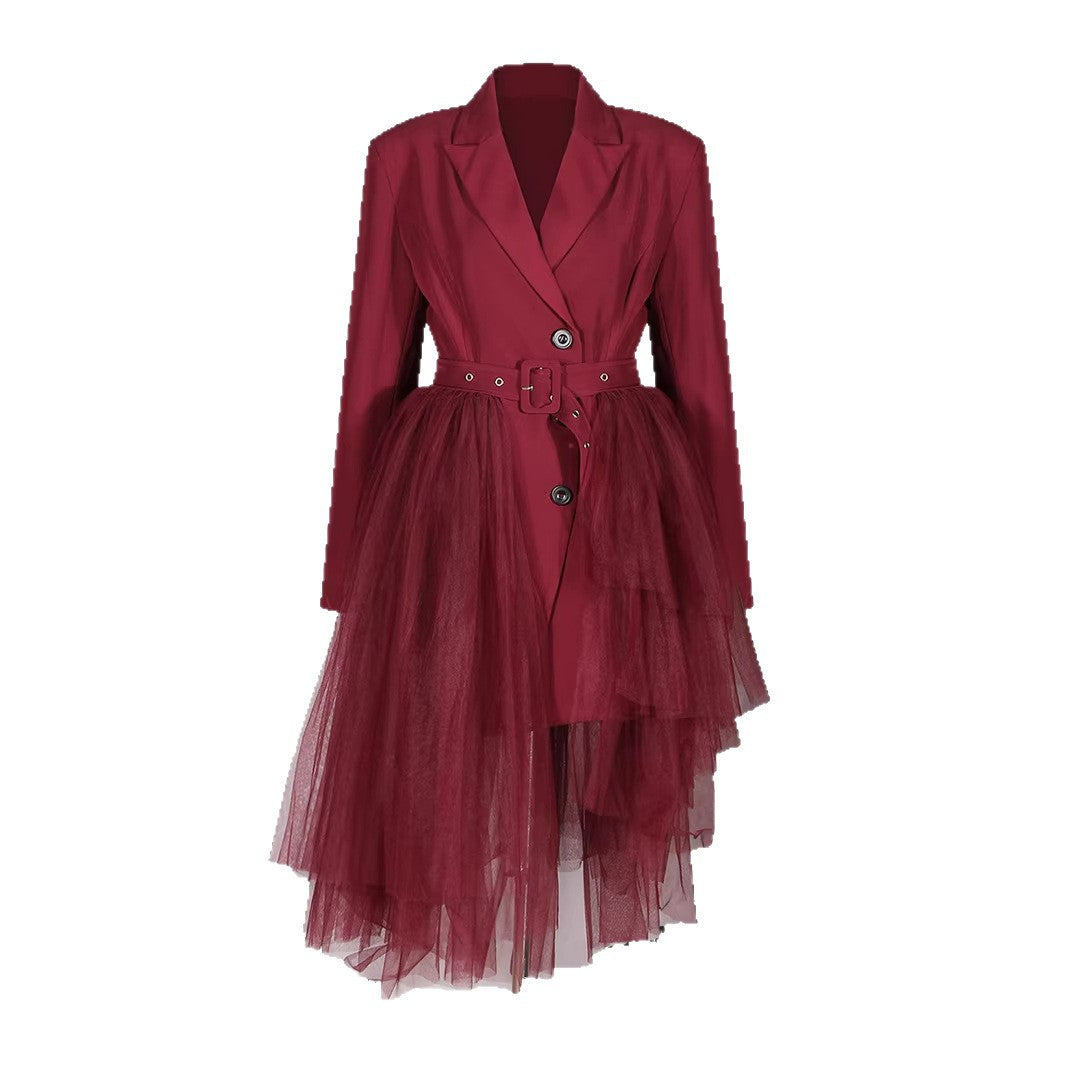 belted blazer dress with layered tulle skirt – RUBINA