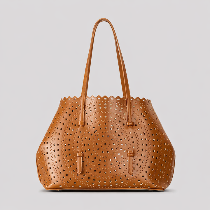 Elegant White Laser Cut Tote Bag-SIMAN