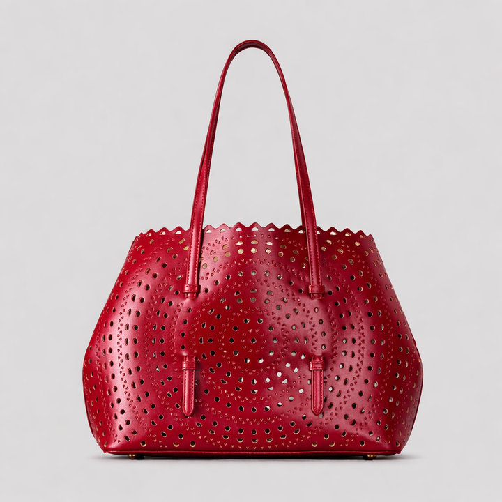 Elegant White Laser Cut Tote Bag-SIMAN