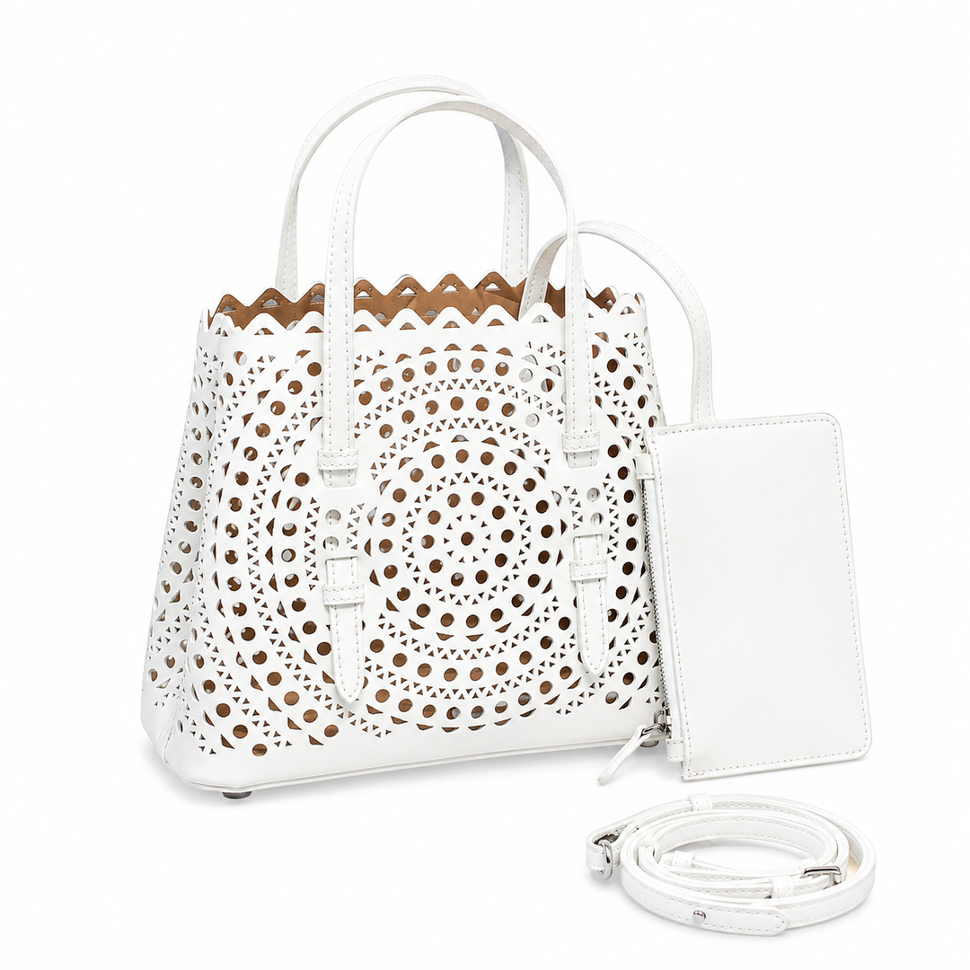 Laser Cut Tote Handbag with Pouch – AZURÉA