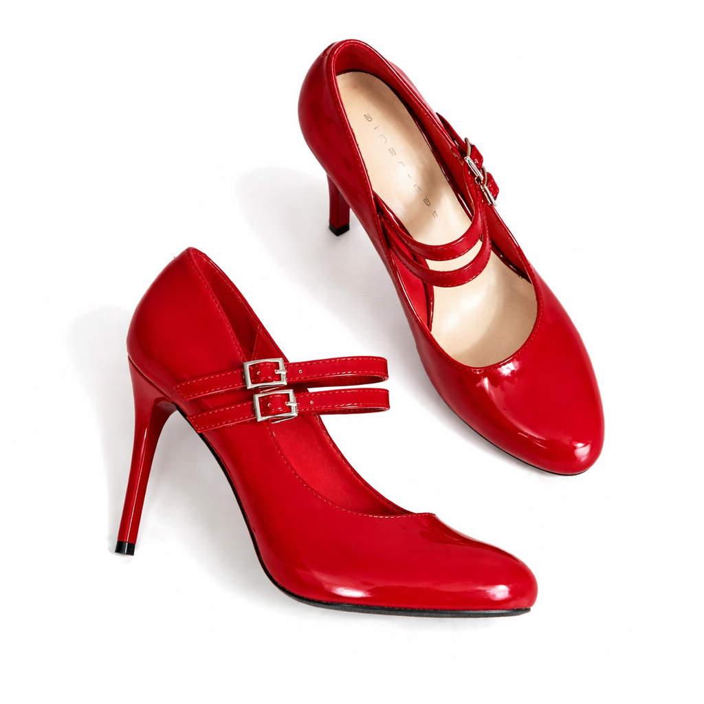 patent leather stiletto pump with double strap – RUBINA