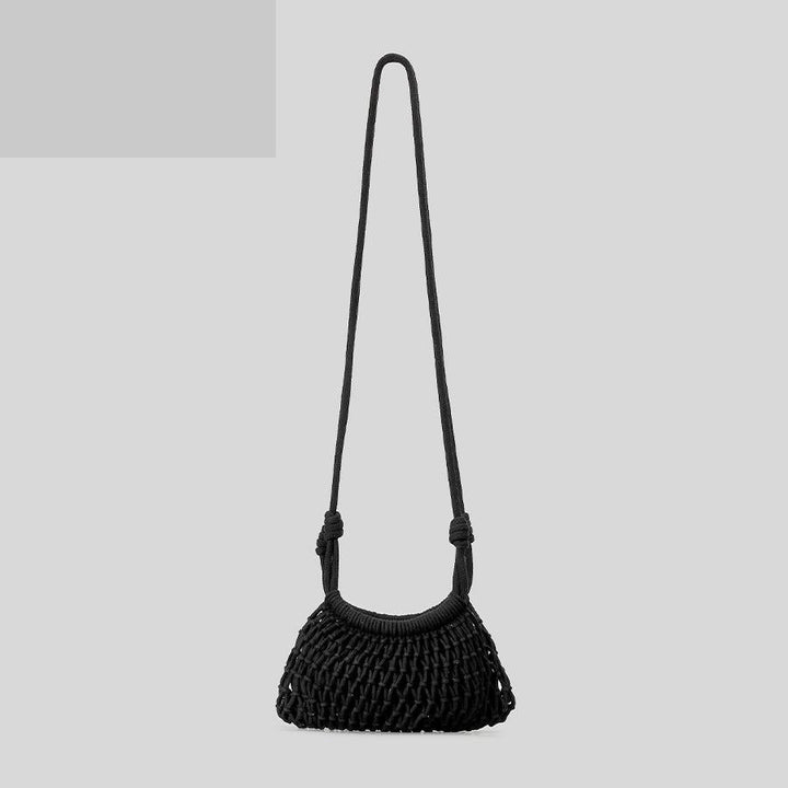 woven mini shoulder bag with rope strap – NATURAL
