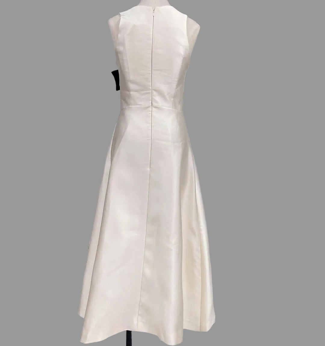 sleeveless midi dress with contrast bow detail – BOW