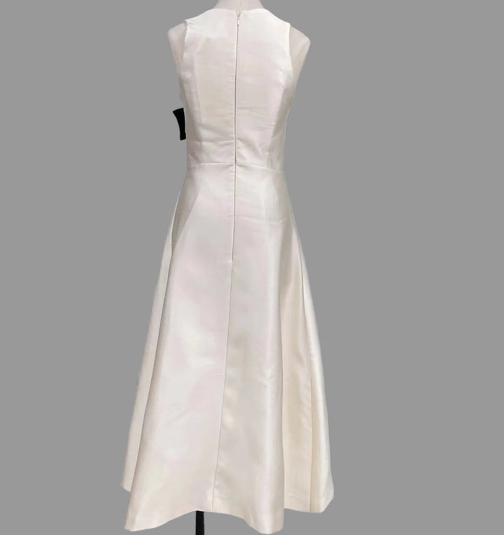 sleeveless midi dress with contrast bow detail – BOW