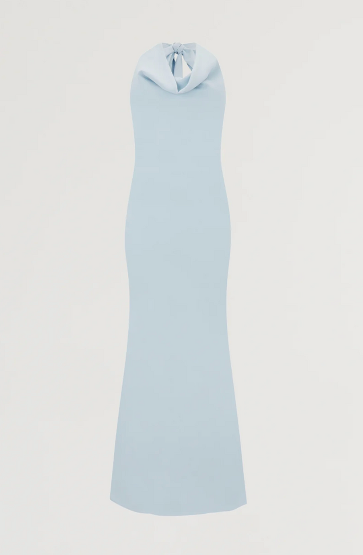halter neck column maxi dress with draped neckline – OLIVIA