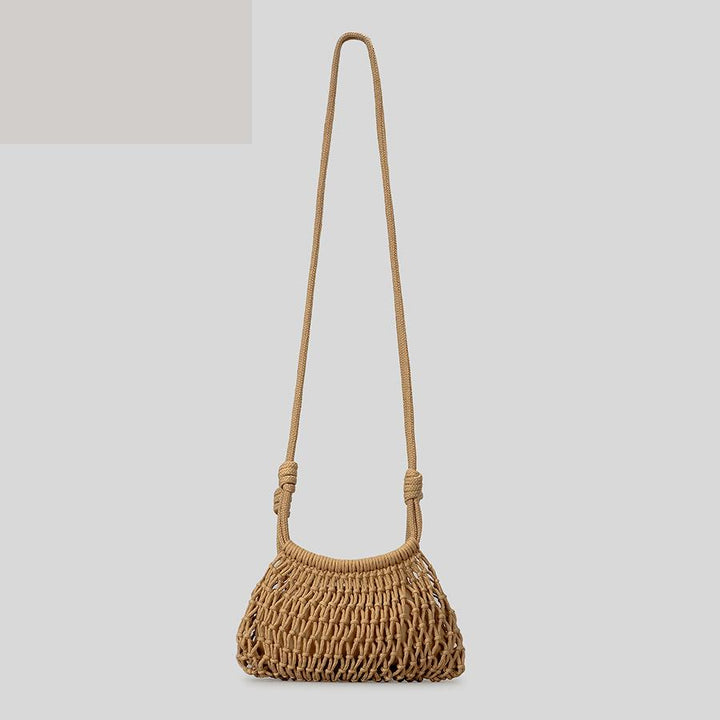 woven mini shoulder bag with rope strap – NATURAL