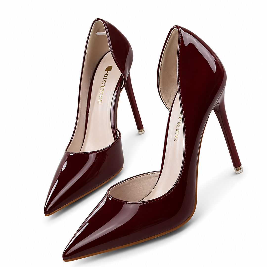 Navy Patent Pointed Stiletto Heels – VÉRONA