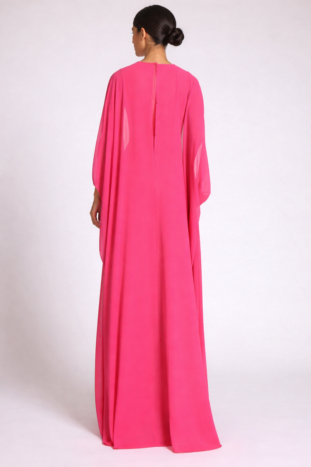 cape sleeve column dress with chiffon overlay – ROSALIA