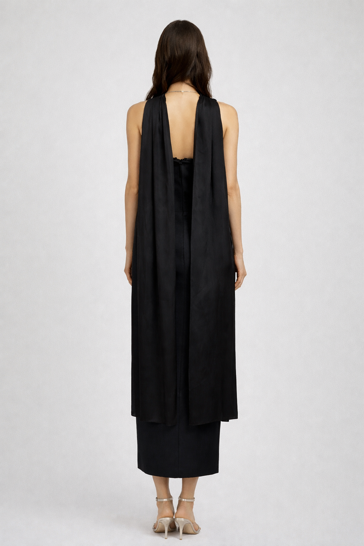 strapless fitted midi dress with pearl embellishments and choker detail – PEARL