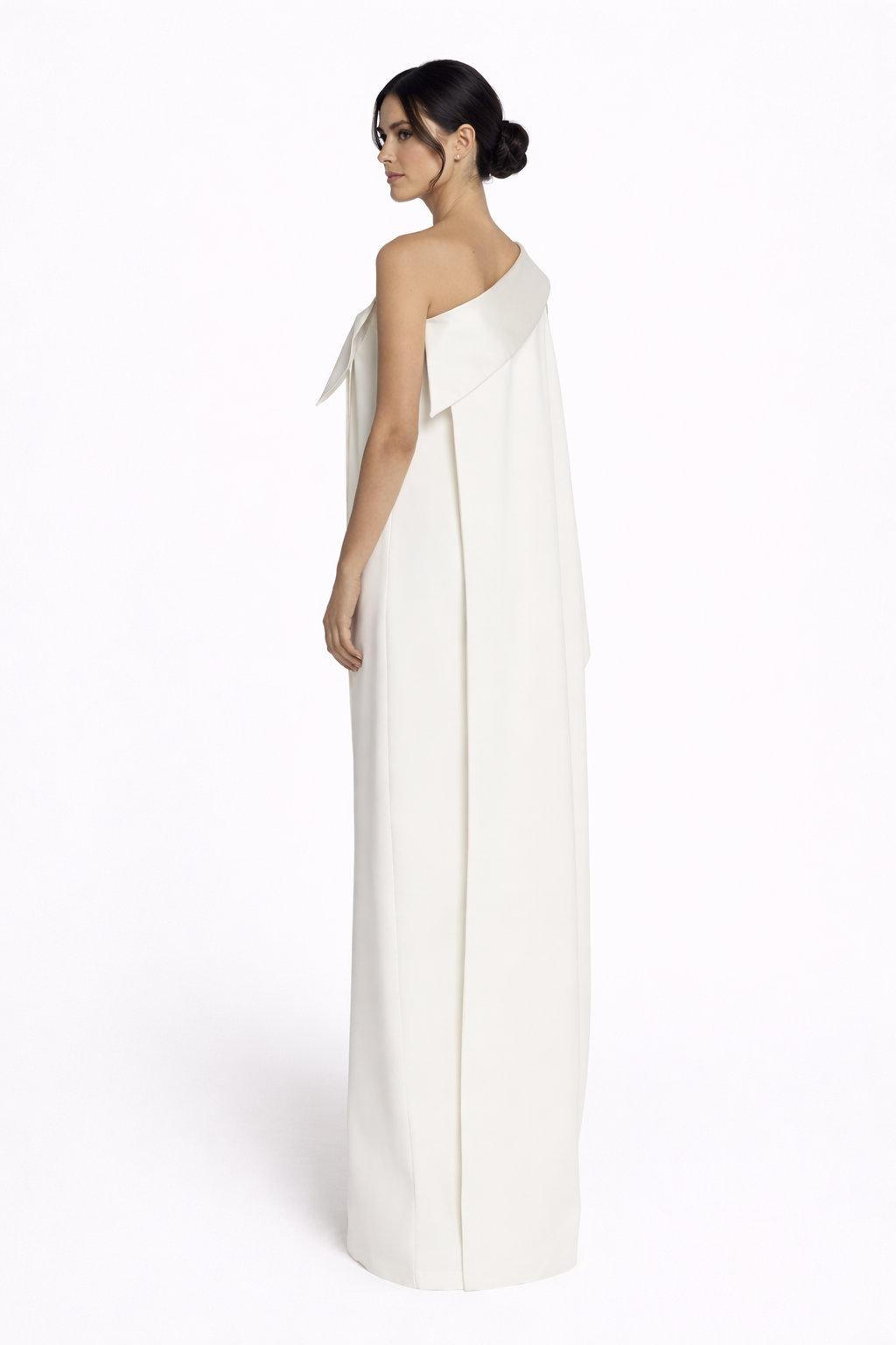 one-shoulder draped cape gown – sendepa