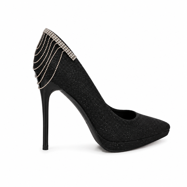 Black Crystal Tassel Stiletto Heels – NOIRÉVA