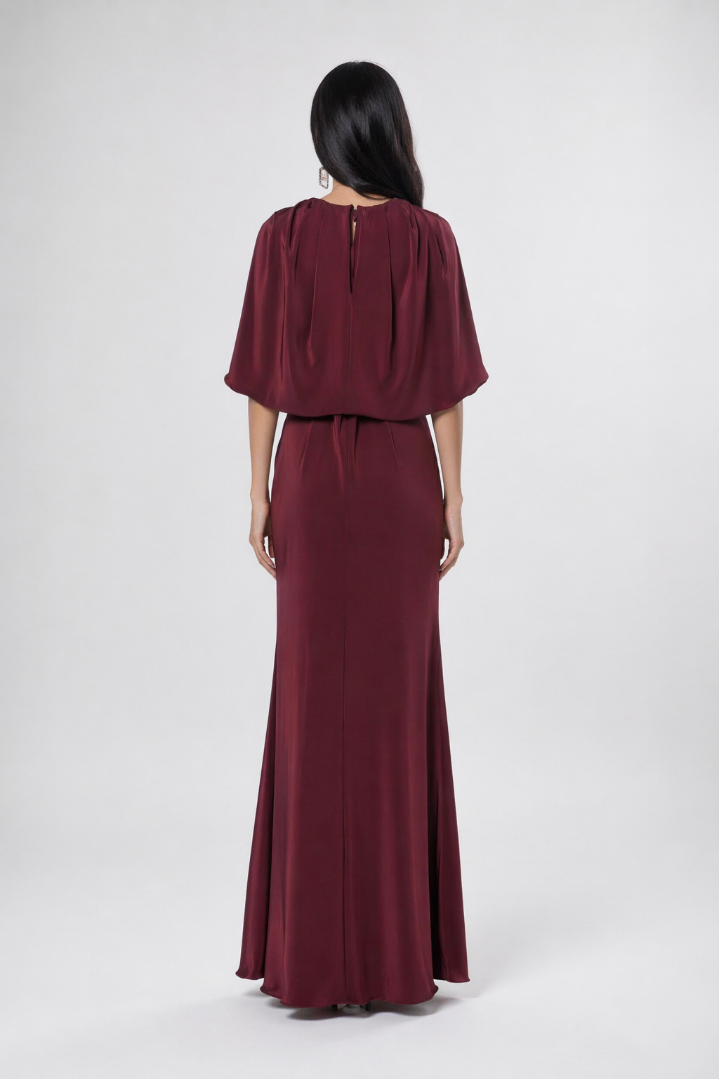 V-neck mermaid dress with cape sleeves – RUBINA