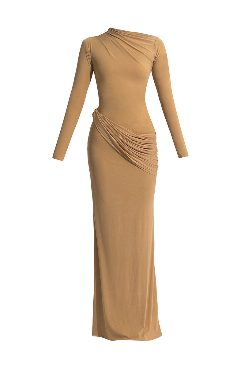 draped high-neck jersey gown – SIENNA-1