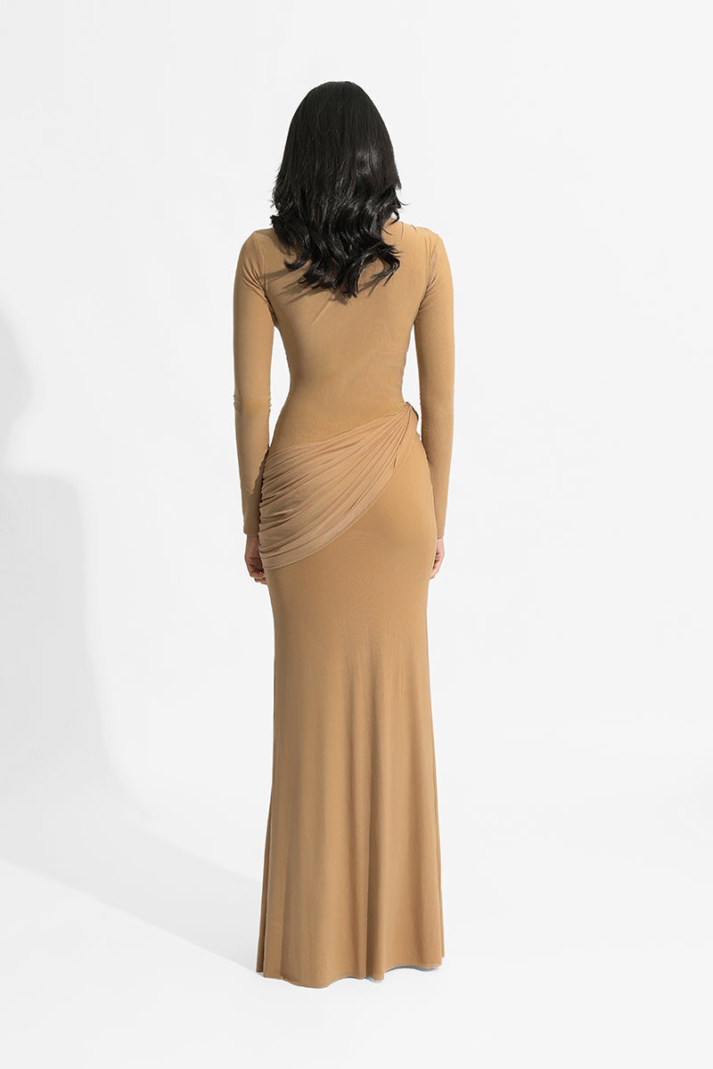 draped high-neck jersey gown – SIENNA-1